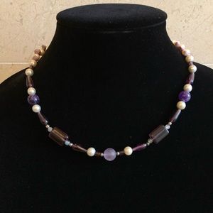 Reclaimed Vintage pearl, amethyst, and coral